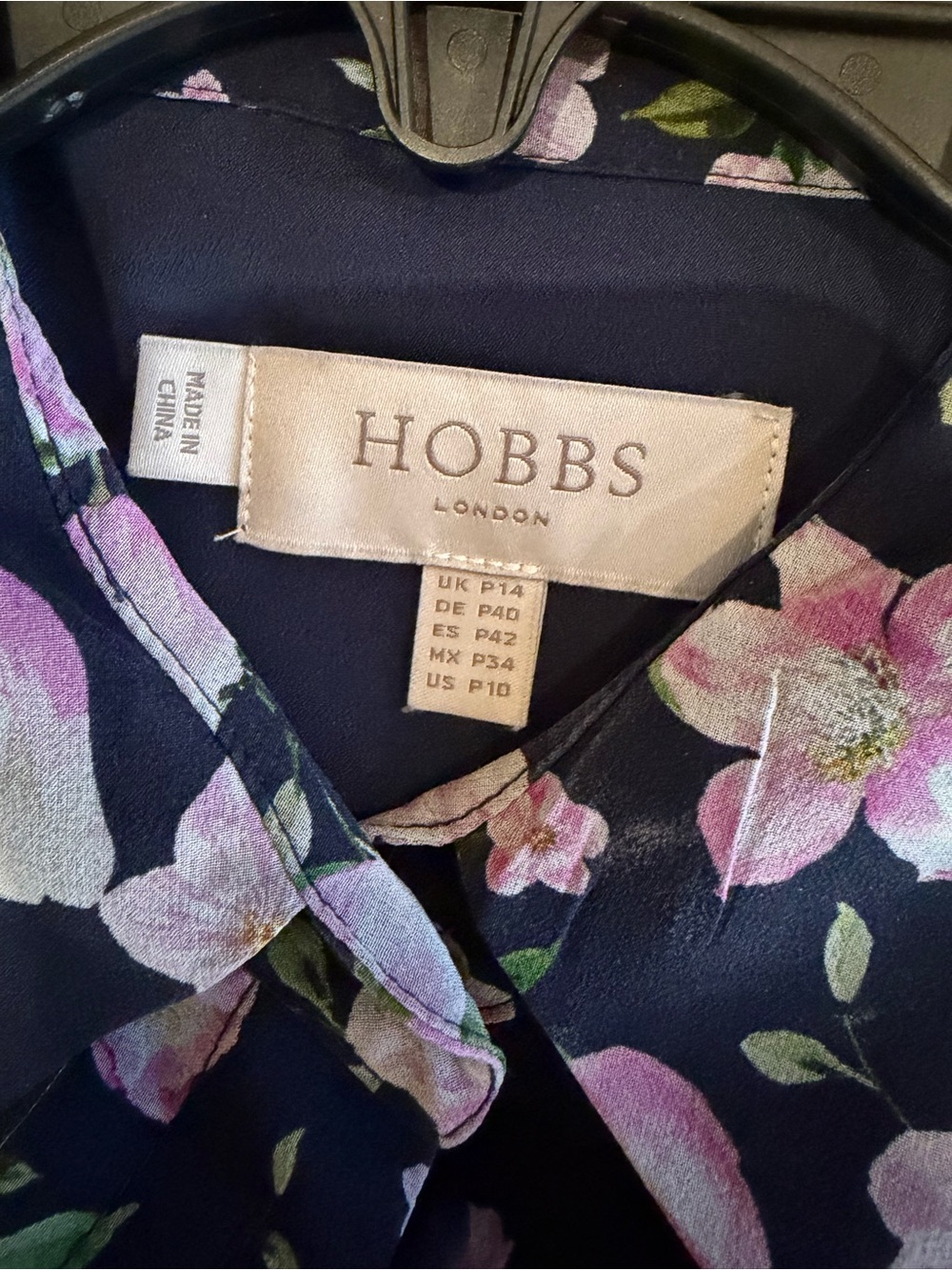 Hobbs London navy floral silk shirtdress - Picture 3 of 9